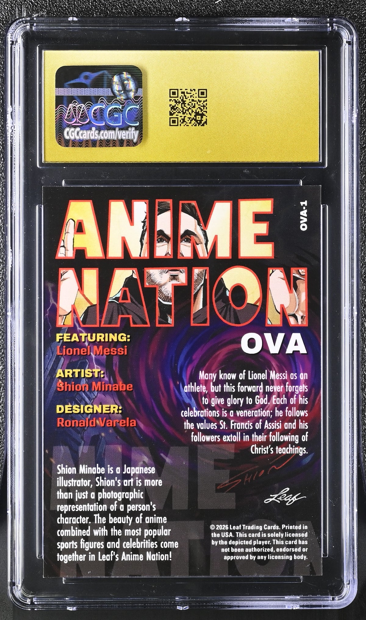 2026 Leaf Anime Nation Ova Lionel Messi #OVA-1 CGC 10 Pristine