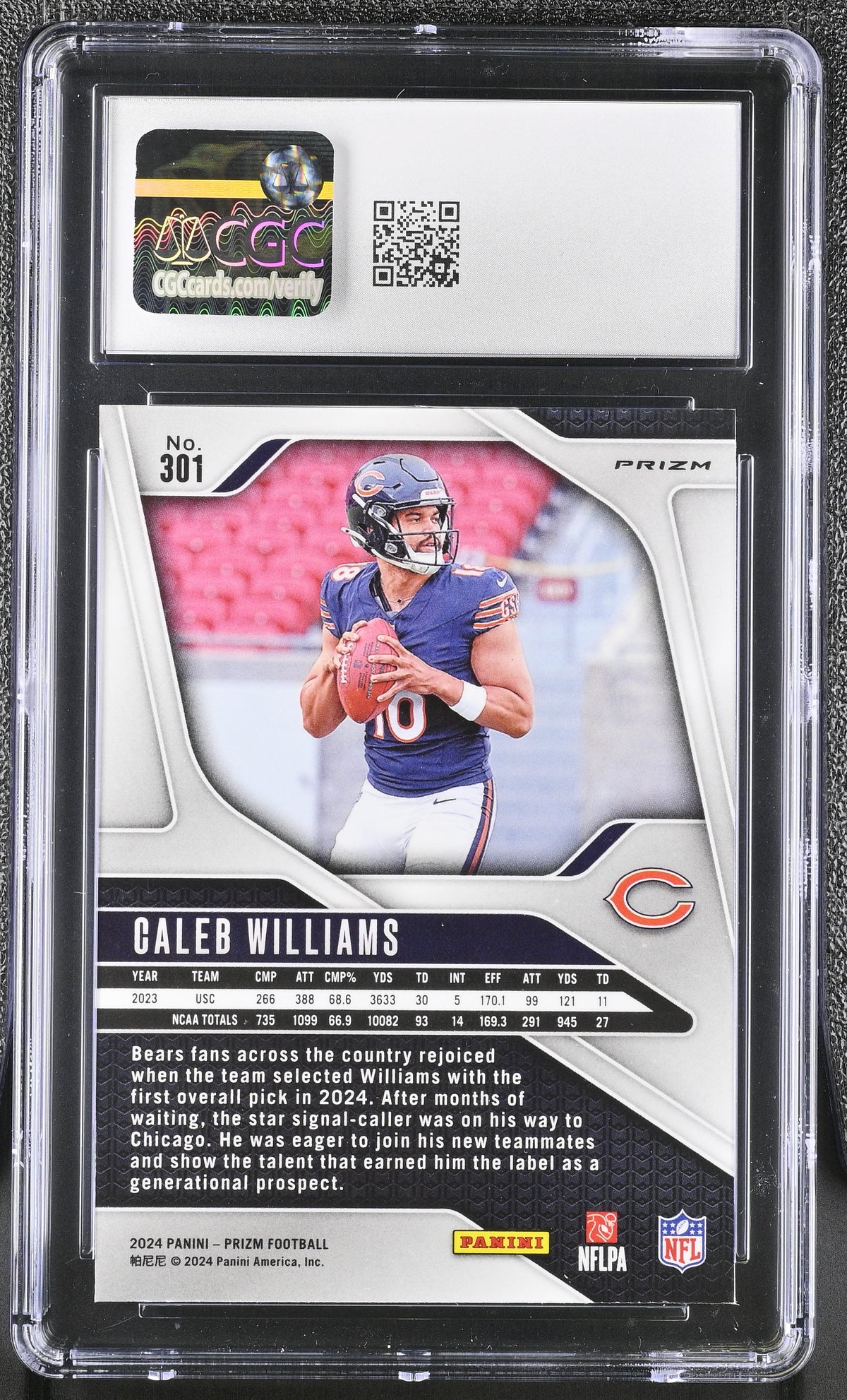 2024 Panini Prizm Caleb Williams Red White & Blue Rookie #301 CGC 8.5 Bears