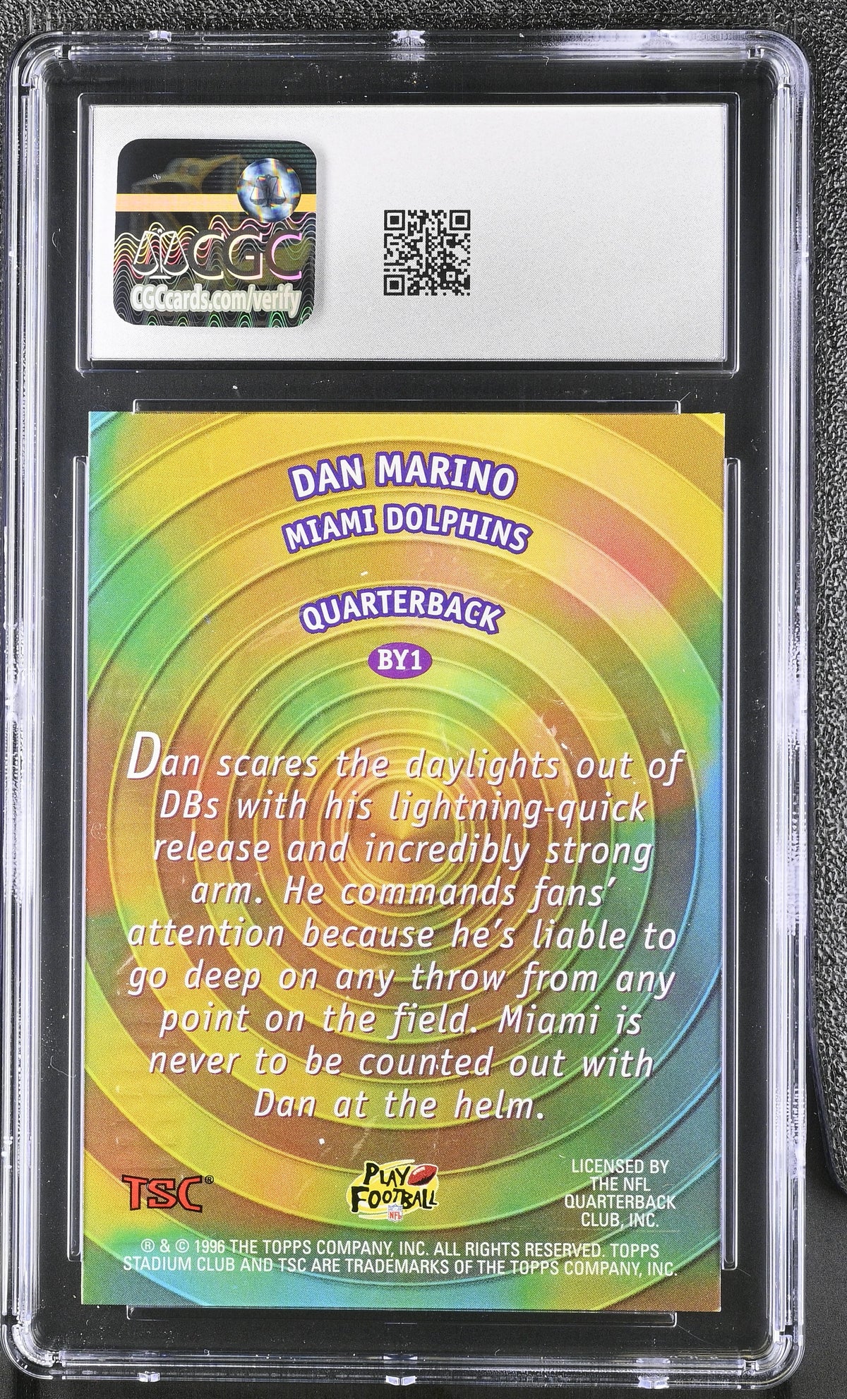 1996 Stadium Club Dan Marino Brace Yourself #BY1 CGC 8 Miami Dolphins
