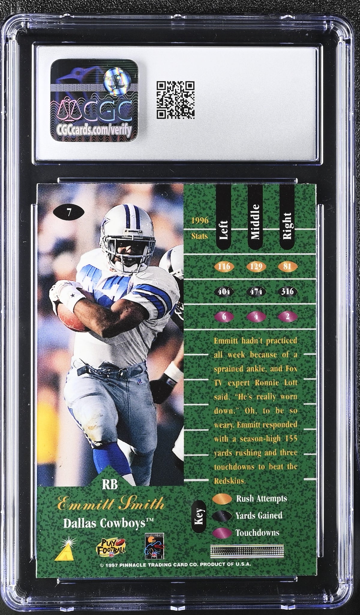 1997 Zenith Emmitt Smith #7 CGC 9.5 Dallas Cowboys