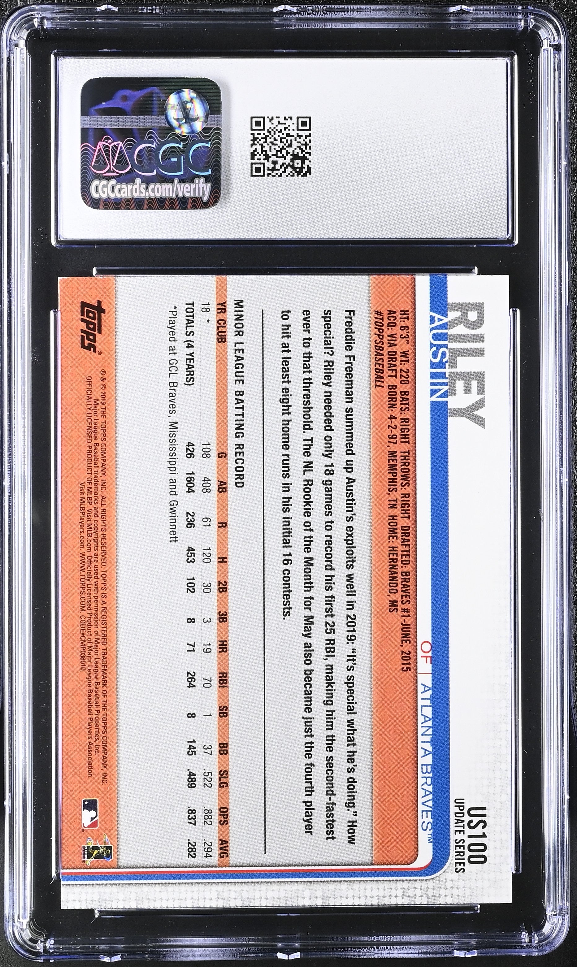 2019 Topps Update Austin Riley #US100 CGC 9.5