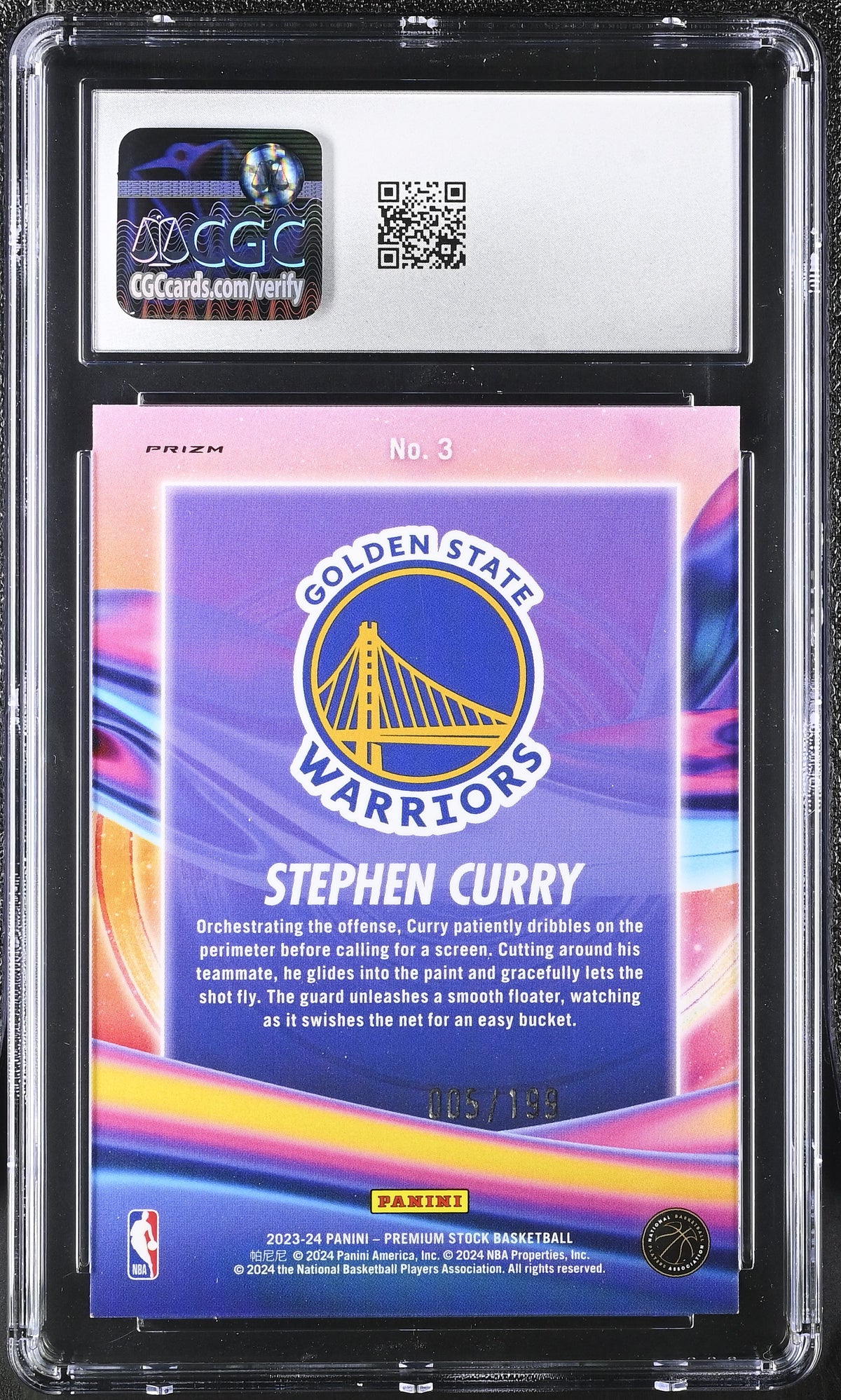 2023-24 Hoops Premium Stock Stephen Curry Red Seismic /199 Anti Gravity CGC 9.5