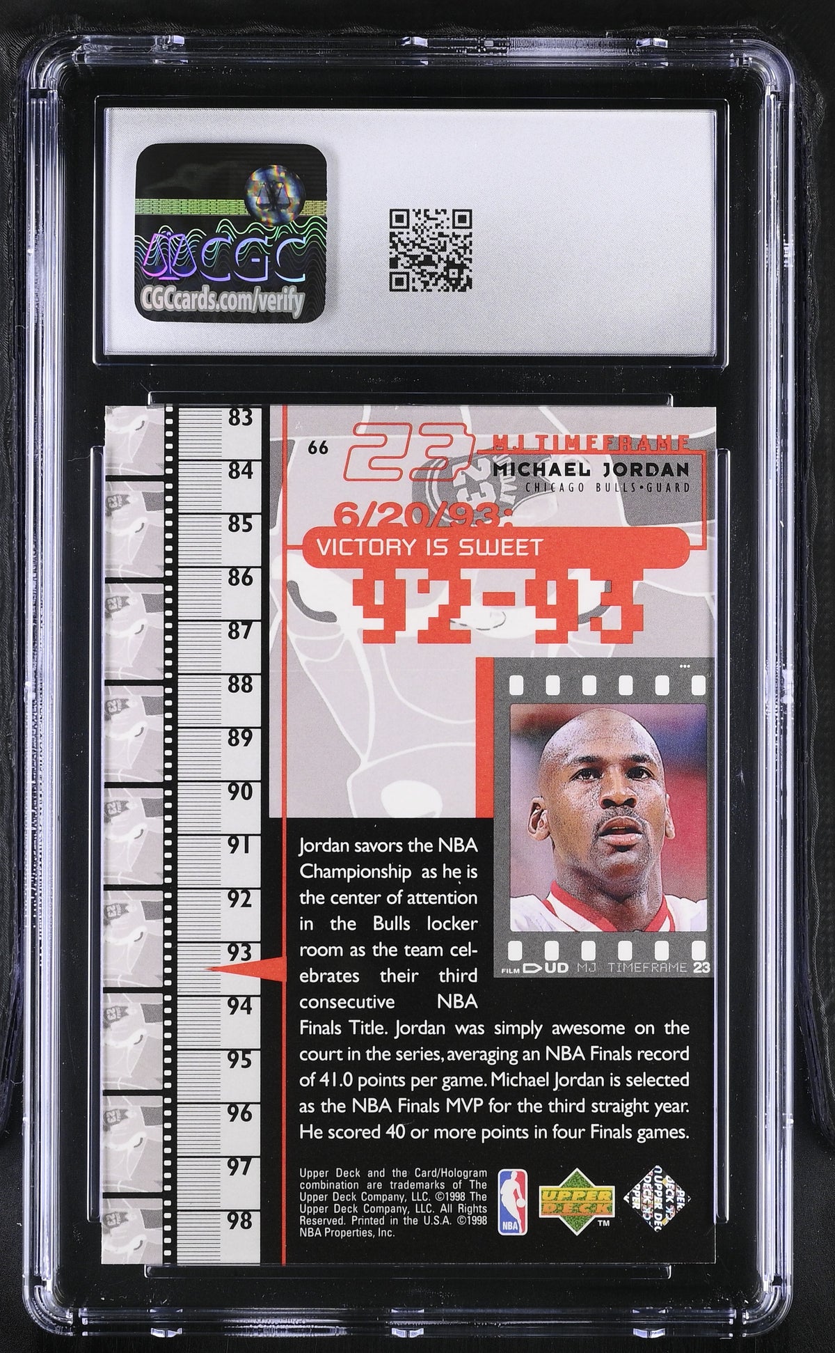 1998 Upper Deck MJ Living Legend Michael Jordan #66 CGC 9 Chicago Bulls
