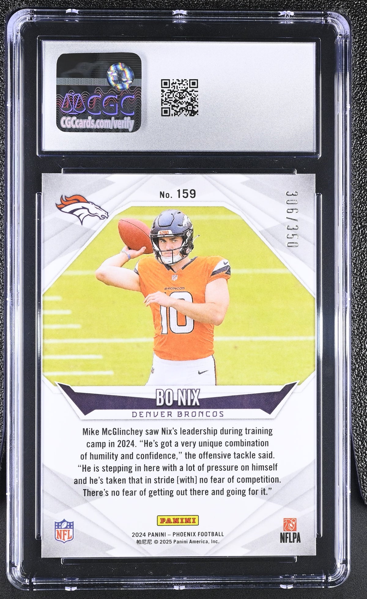 2024 Panini Phoenix Bo Nix FireBurst /350 Rookie #159 CGC 10 Denver Broncos