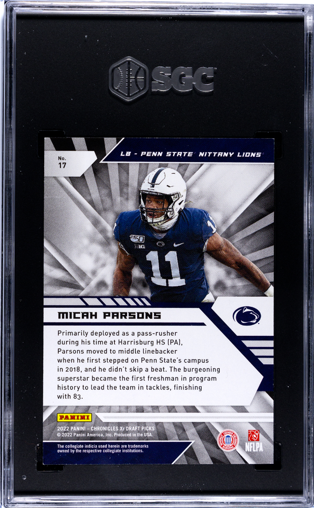 2022 Panini Chronicles Draft Picks Micah Parsons XR Gold /10 17 SGC 9 Penn State