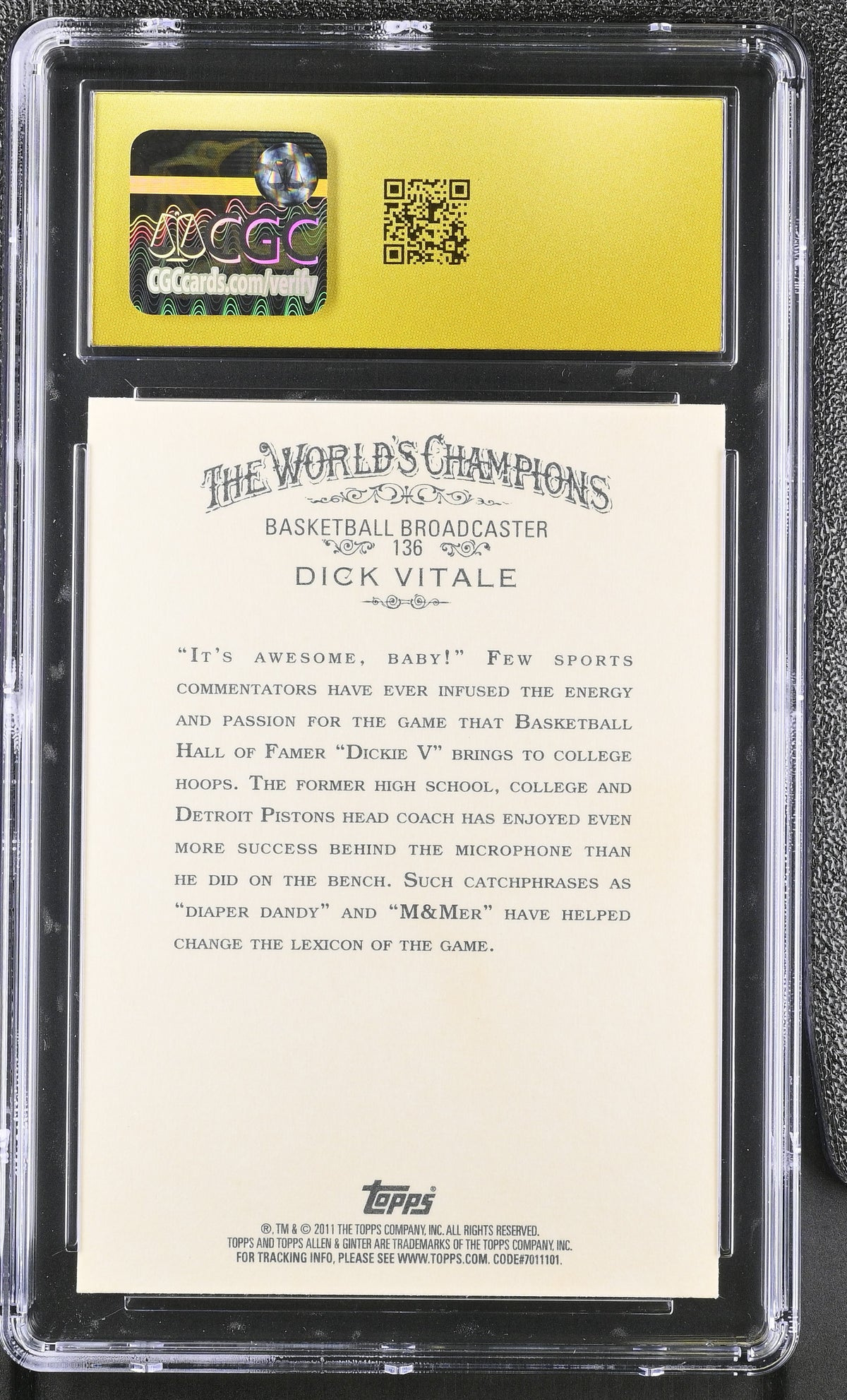 2011 Topps Allen & Ginter Dick Vitale #136 CGC 10 Pristine