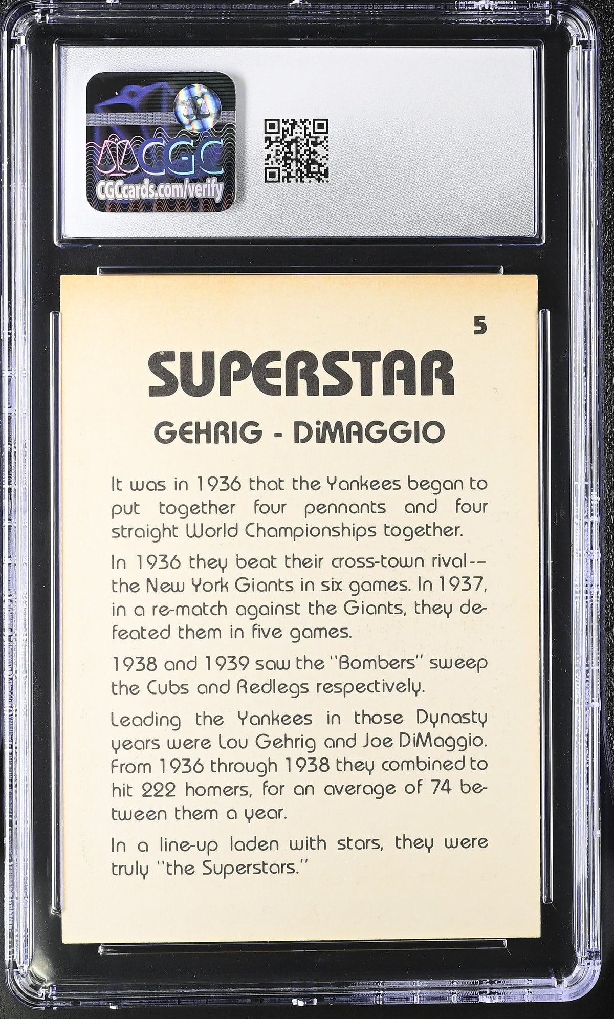 1980 Tcma Superstar Lou Gehrig/Joe Dimaggio #5 CGC 6