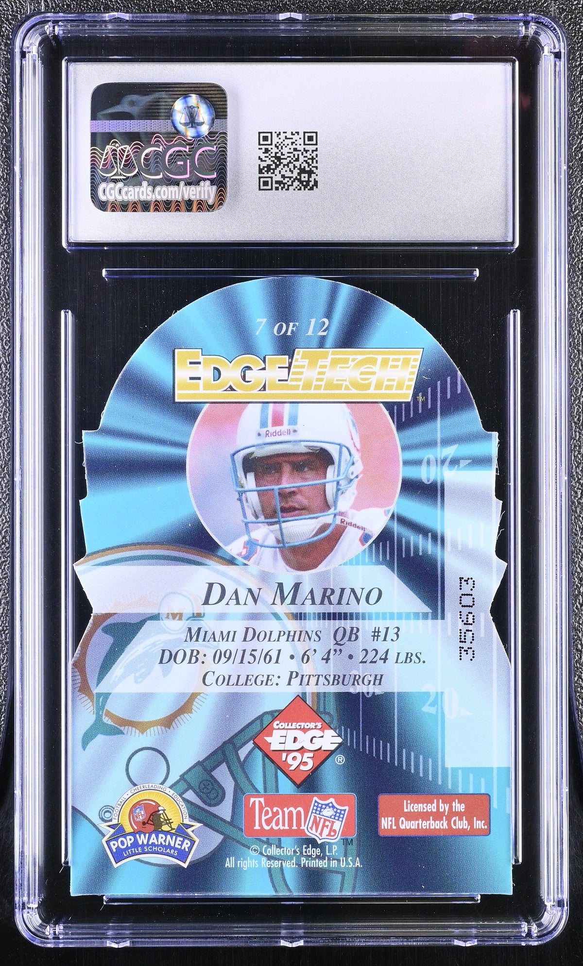 1995 Collector's Edge Instant Replay Dan Marino Die Cuts #7 CGC 9.5 Dolphins