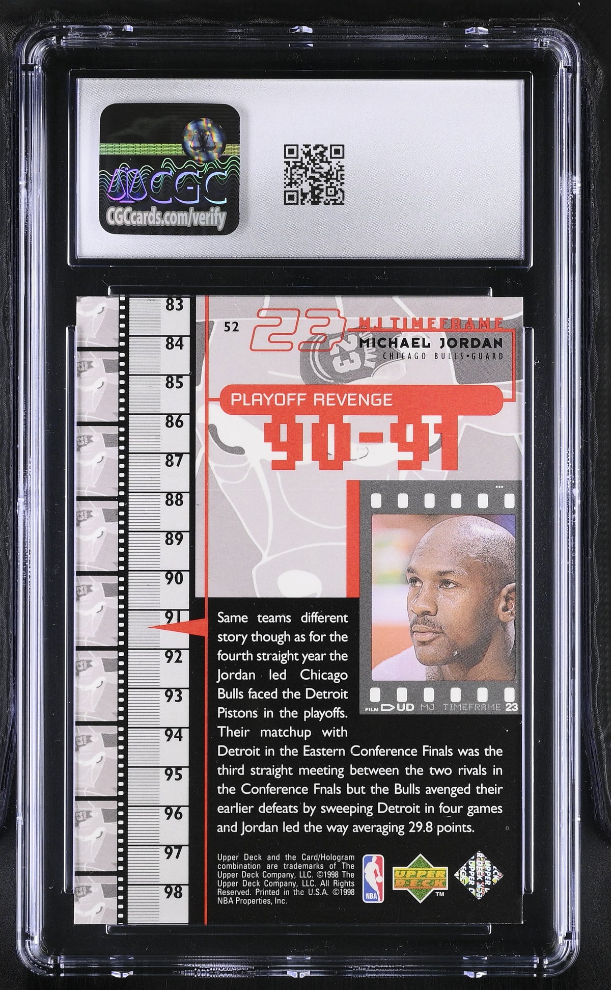1998 Upper Deck MJ Living Legend Michael Jordan #52 CGC 9 Chicago Bulls