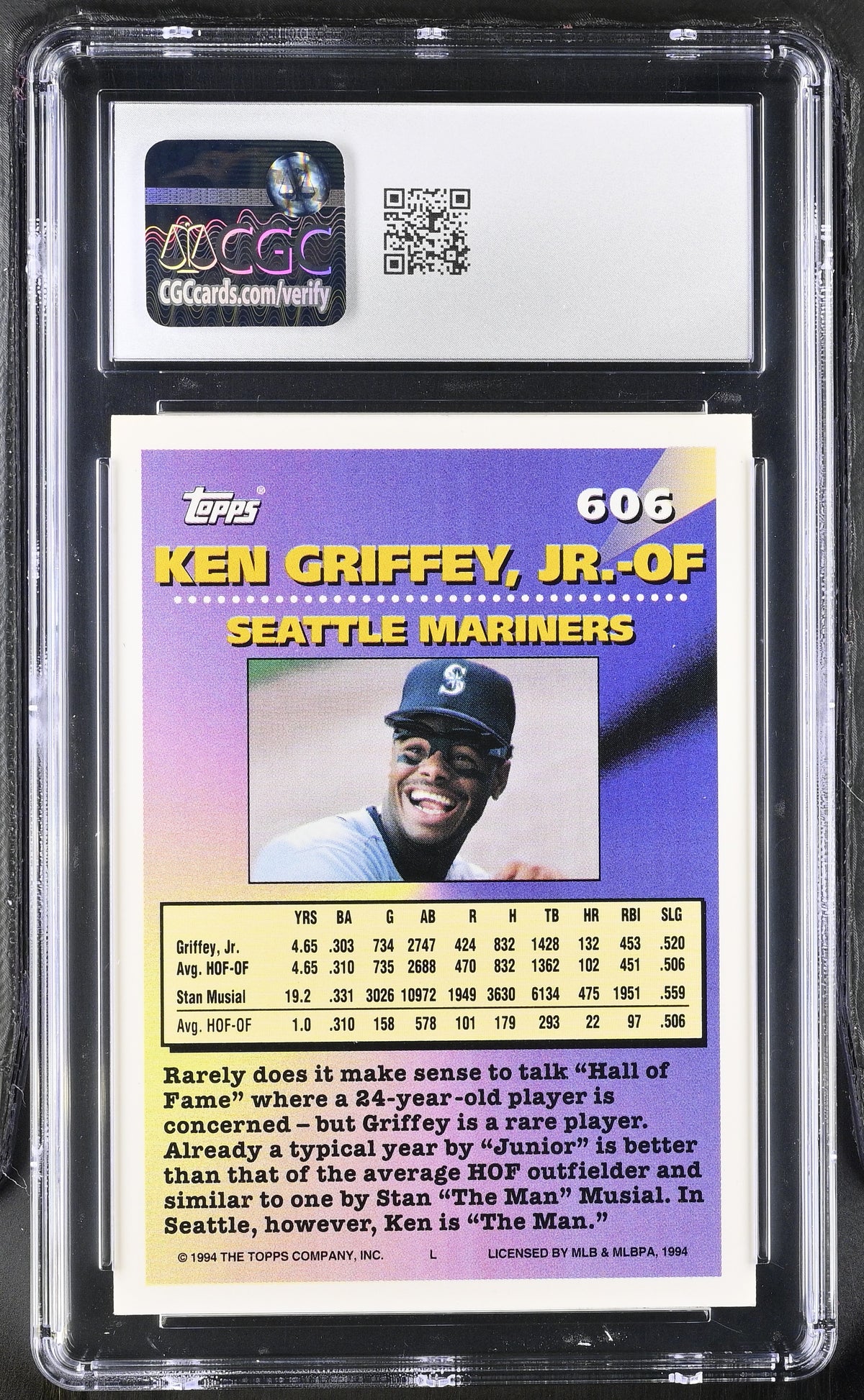 1994 Topps Ken Griffey Jr. #606 CGC 10 Seattle Mariners