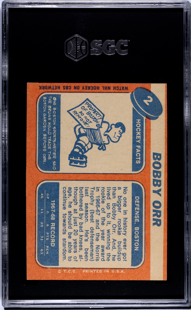 1968 Topps Bobby Orr #2 SGC 4 Boston Bruins