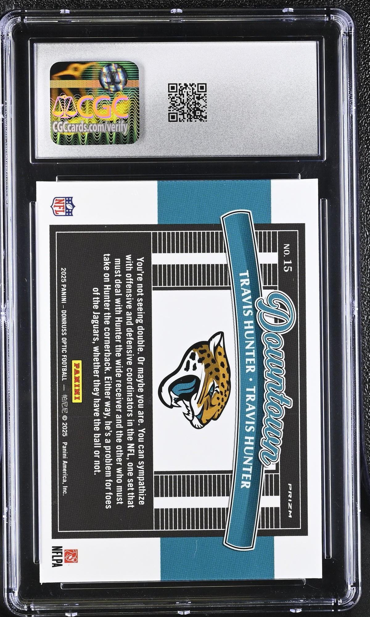 2025 Donruss Optic Travis Hunter Rookie Downtown Duos #15 CGC 10 Jaguars