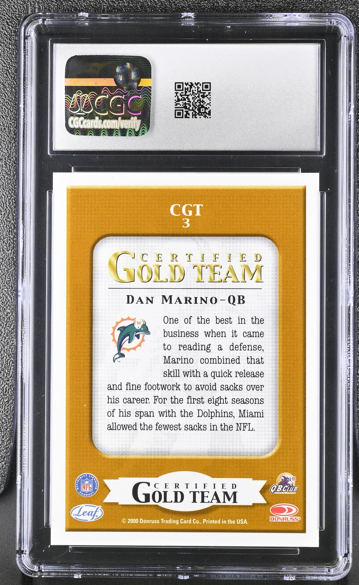 2000 Leaf Certified Dan Marino Gold Team #CGT3 CGC 9 Miami Dolphins