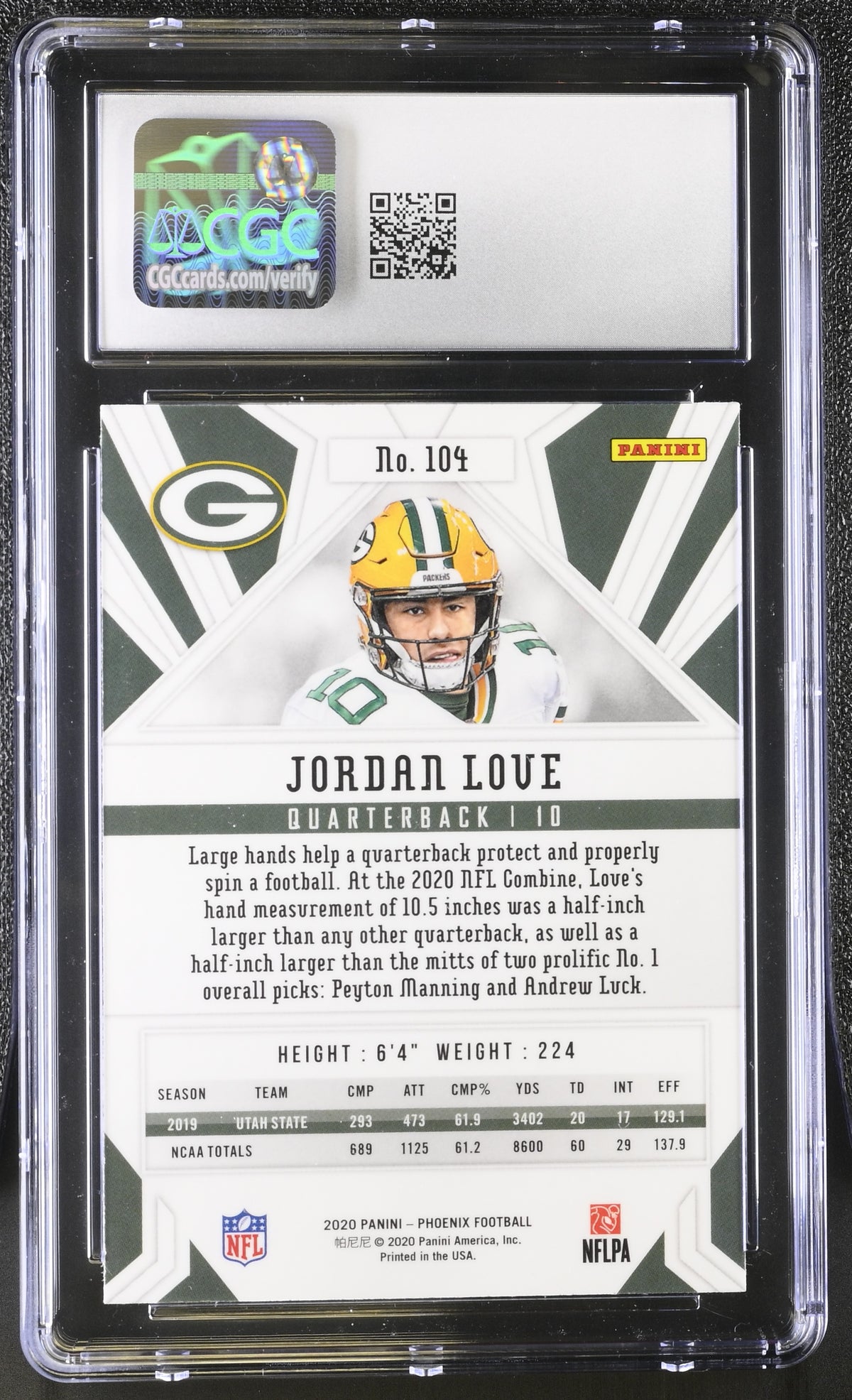 2020 Panini Phoenix Jordan Love Rookie Fanatics Fire Burst #104 CGC 9 Packers