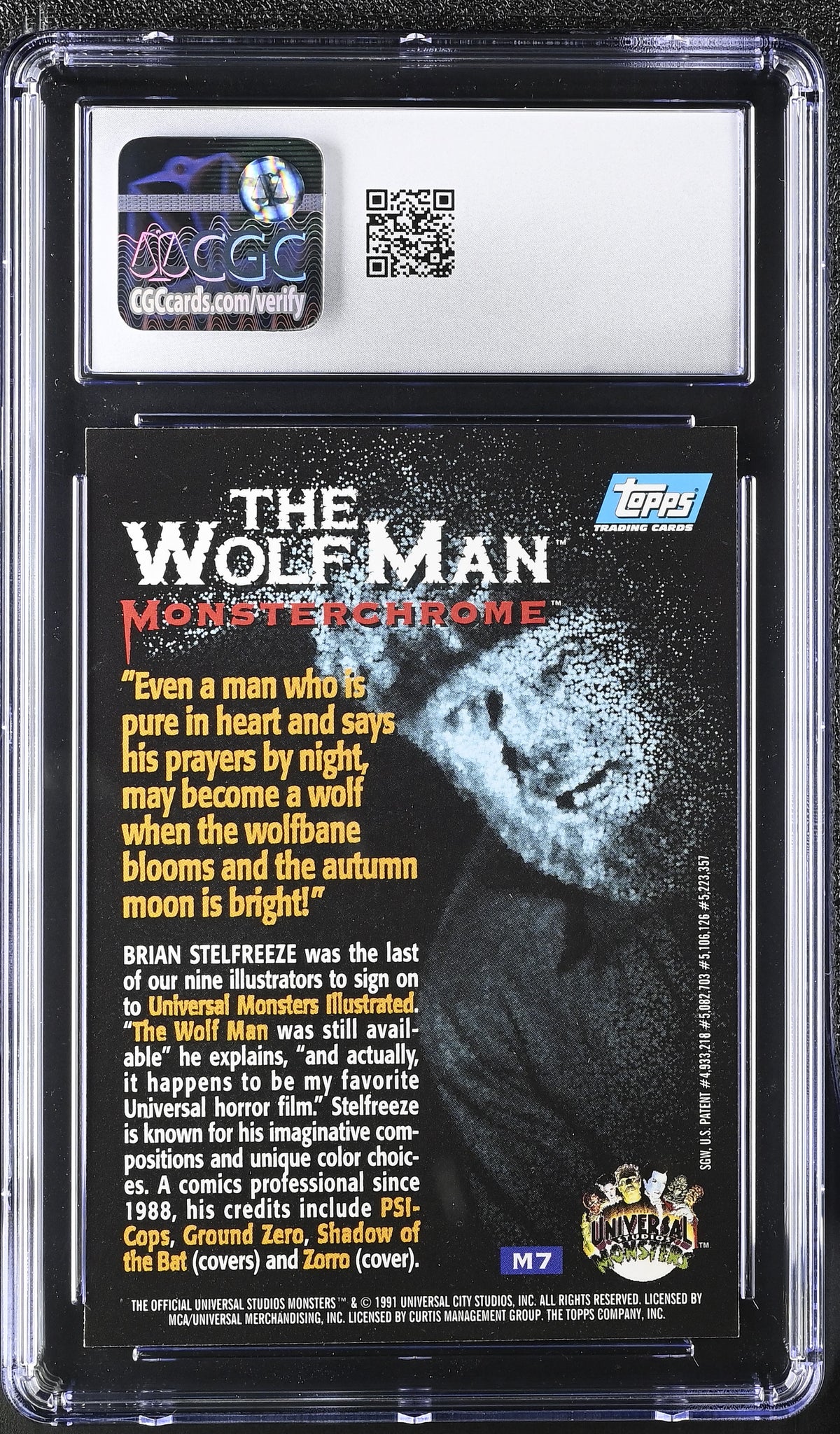 1994 Topps Universal Monsters The Wolf Man Monsterchrome #M7 CGC 9.5