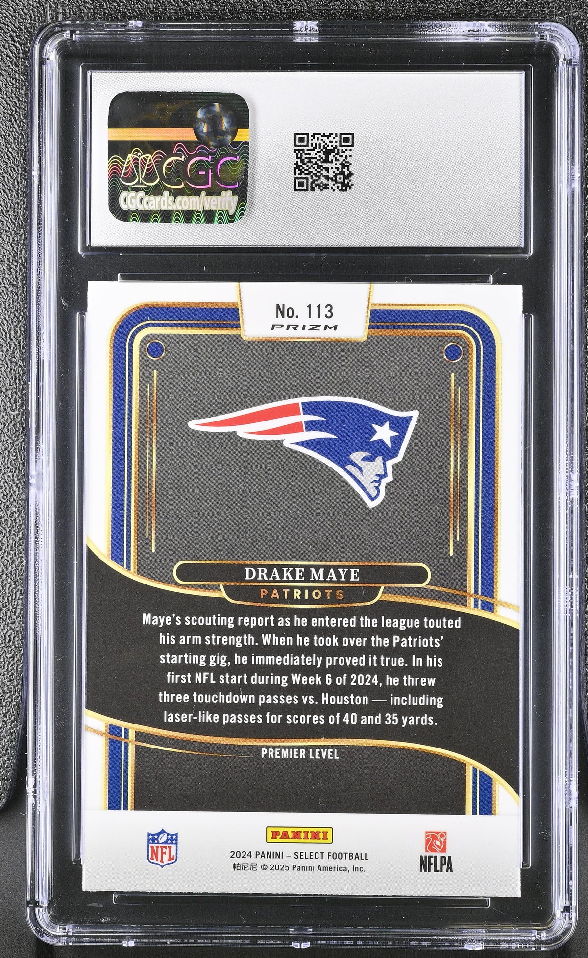 2024 Panini Select Drake Maye Red & Yellow Shock Rookie #113 CGC 10 Patriots
