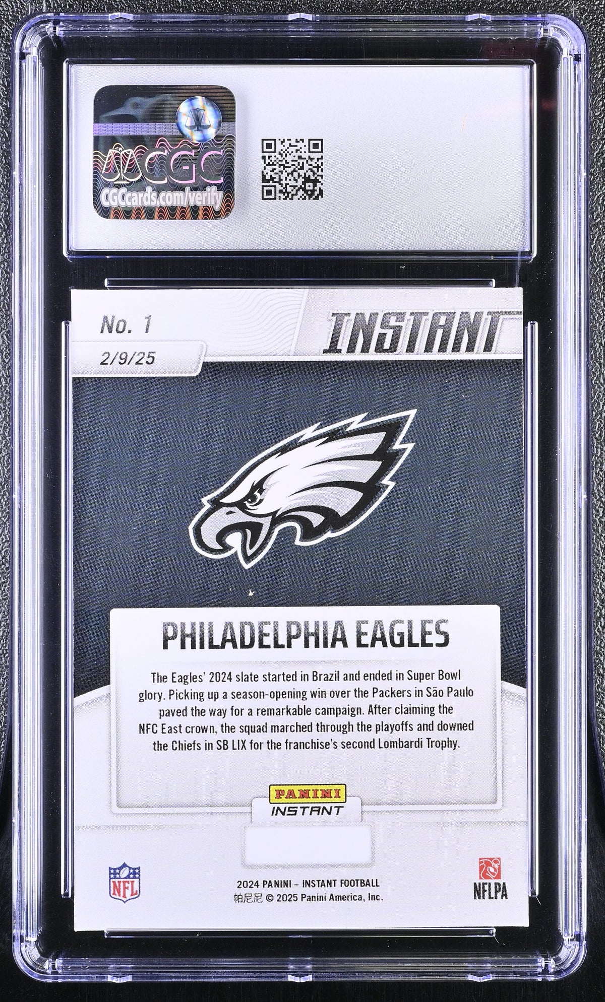 2024 Panini Instant LIX Champions Philadelphia Eagles #1 CGC 9.5