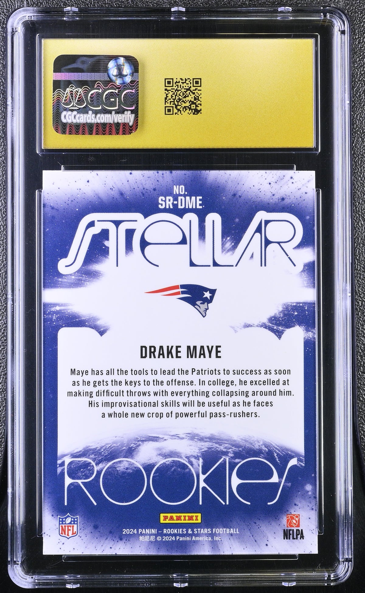 2024 Rookies & Stars Drake Maye Stellar Rookies #SR-DME CGC 10 Pristine Patriots