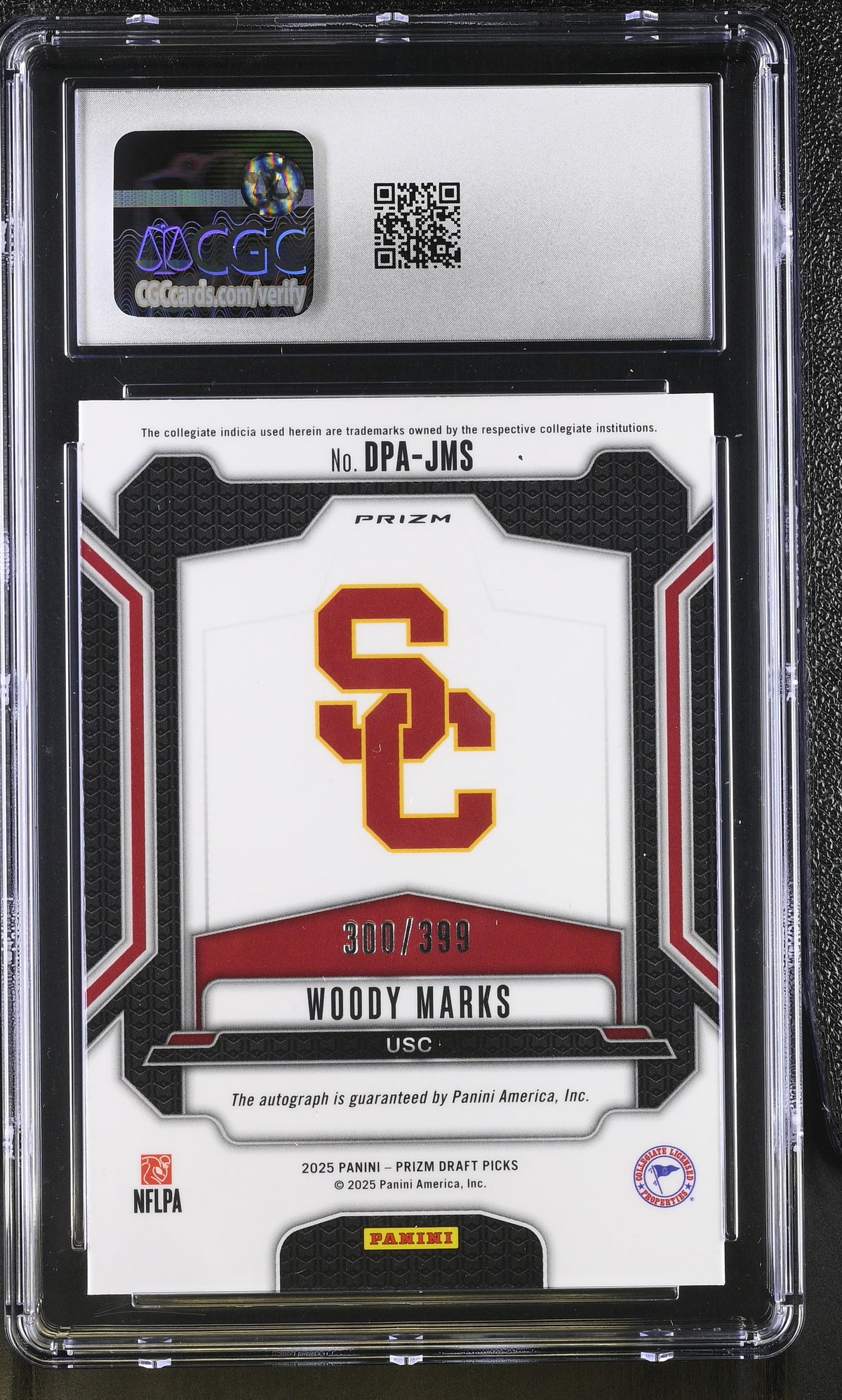 2025 Prizm Draft Picks Woody Marks Red /399 Rookie Auto #DPA-JMS CGC 9.5 USC