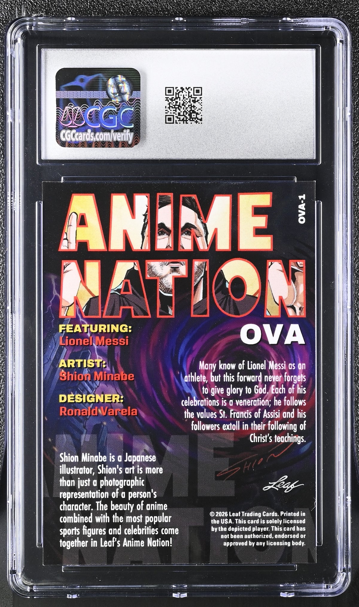 2026 Leaf Anime Nation Ova Lionel Messi #OVA-1 CGC 10