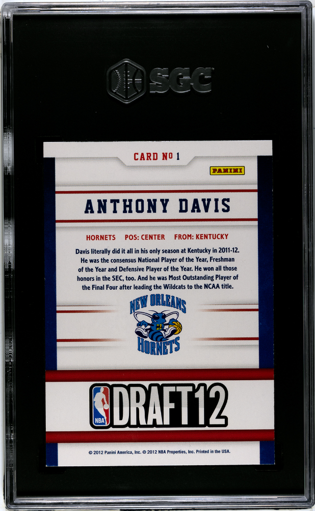 2012 Panini Hoops Anthony Davis #1 Draft Night SGC 8