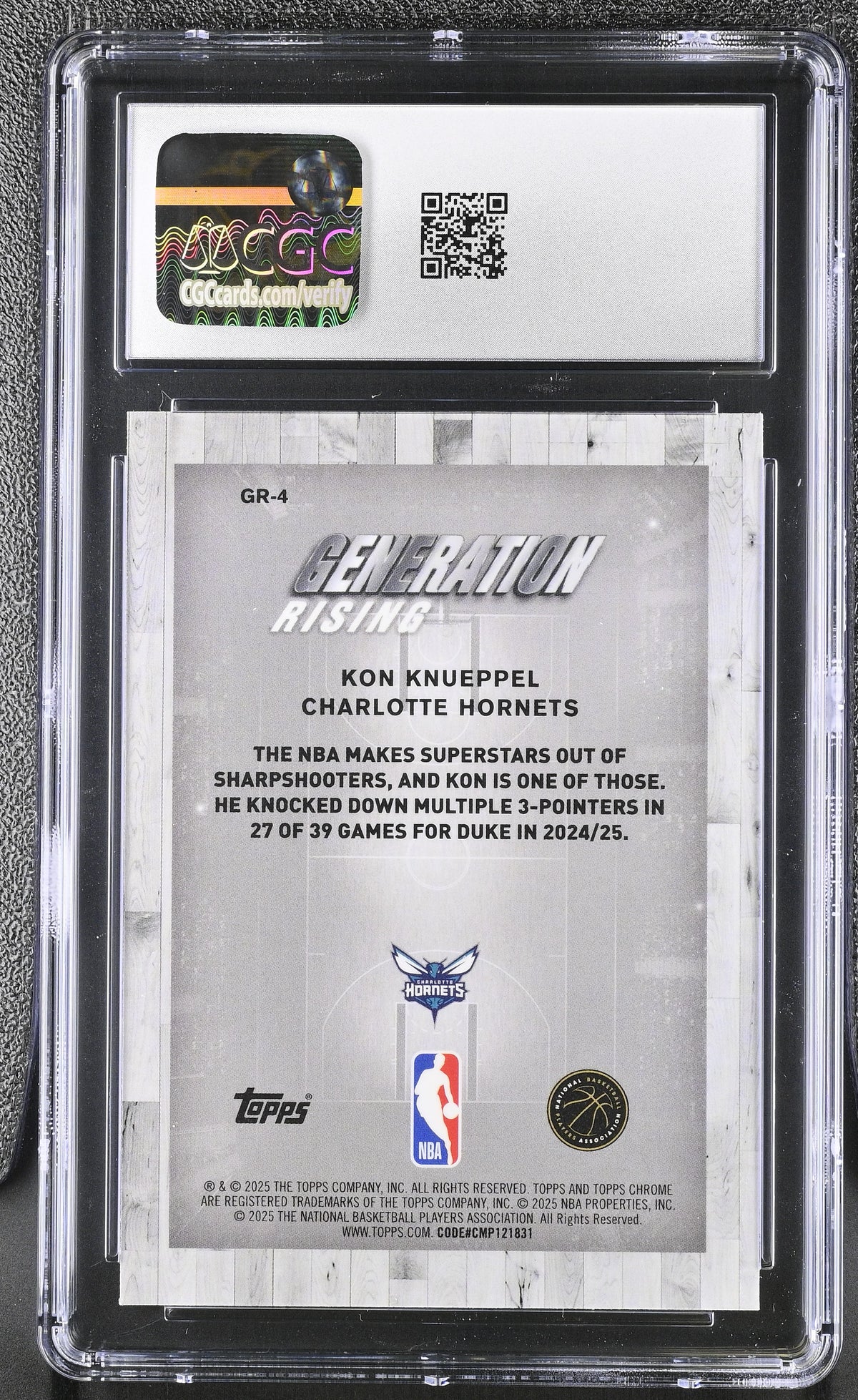 2025-26 Topps Chrome Kon Knueppel Rookie Generation Rising #GR-4 CGC 10 Hornets