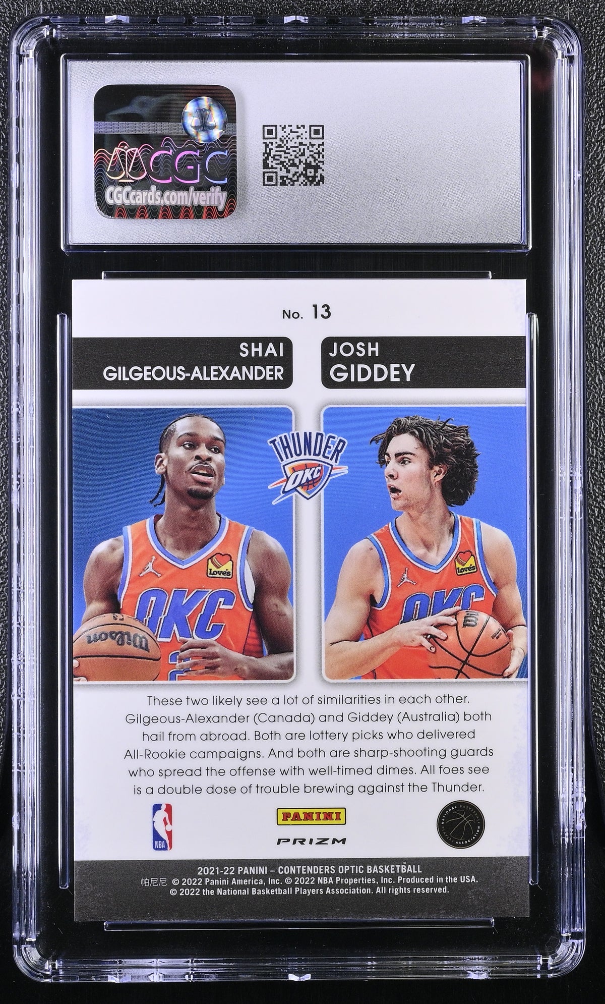 2021-22 Contenders Optic Gilgeous-Alexander Giddey Red Ice Pick Roll #13 CGC 9.5