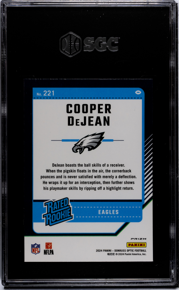 2024 Donruss Optic Cooper Dejean Blue Glitter Prizm Rookie #221 SGC 9.5 Eagles
