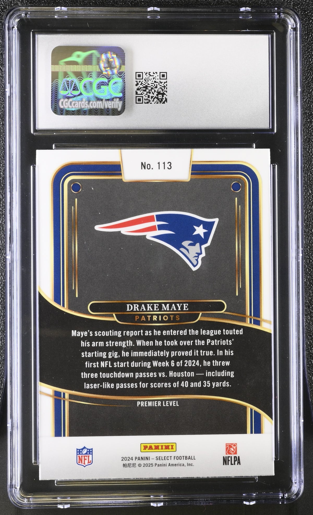 2024 Panini Select Drake Maye Rookie #113 CGC 9 New England Patriots