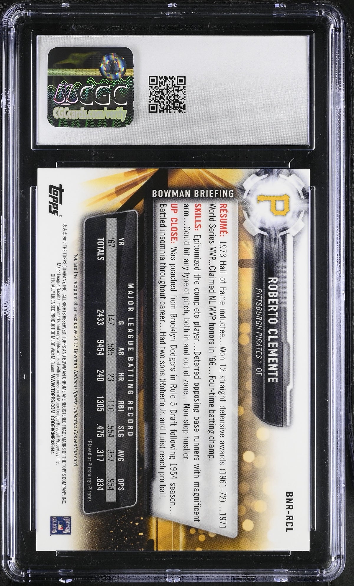 2017 Bowman Chrome National Convention Roberto Clemente #BNR-RCL CGC 9.5 Pirates