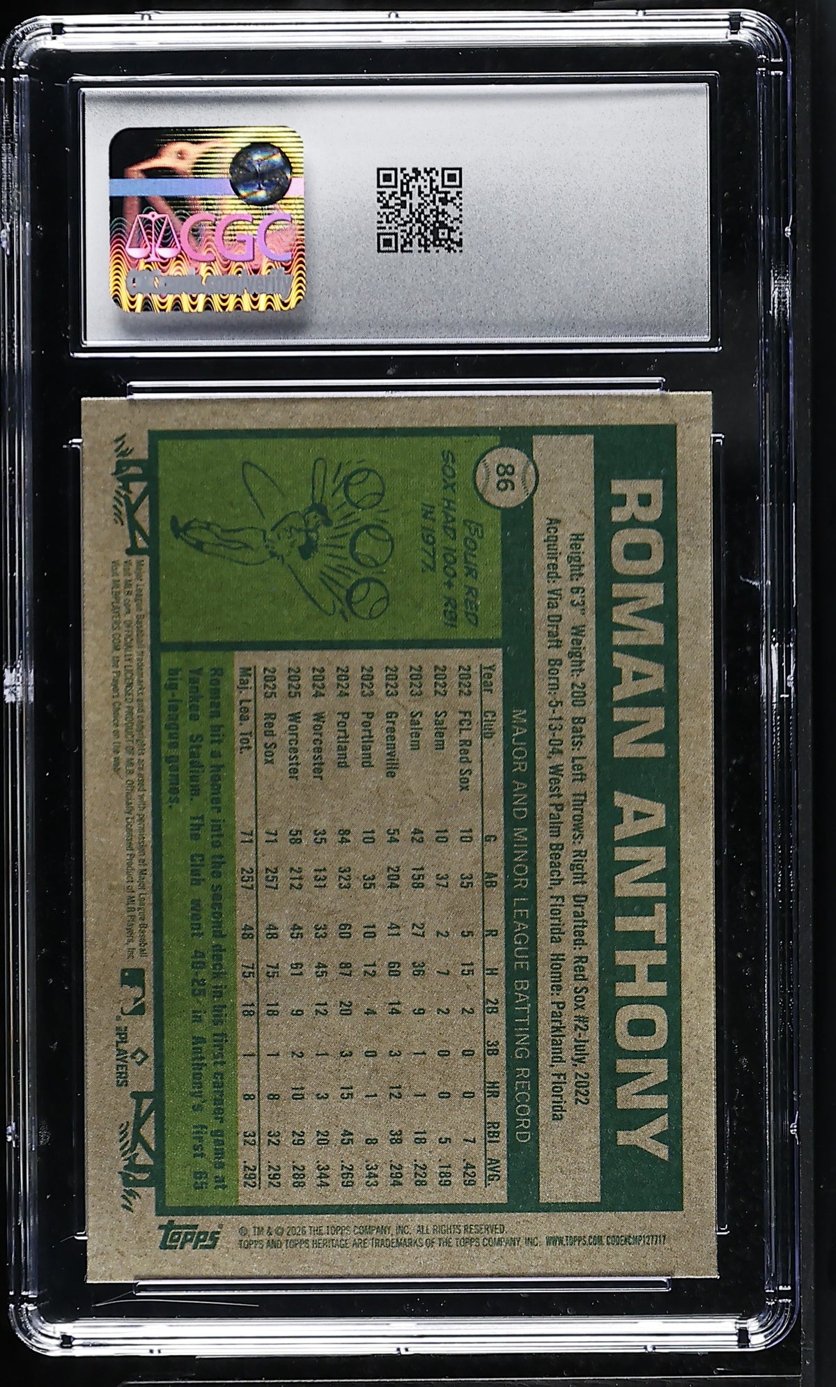 2026 Topps Heritage Roman Anthony Rookie #86 CGC 10 Boston Red Sox