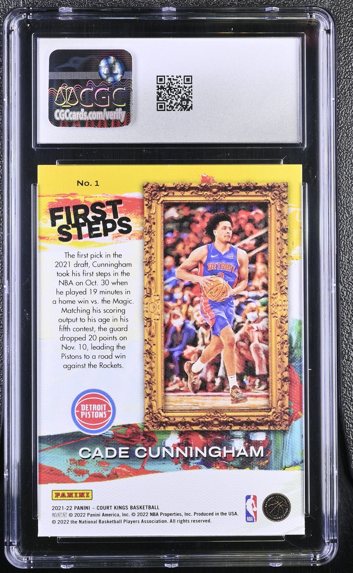 2021-22 Panini Court Kings Cade Cunningham Rookie First Steps #1 CGC 10 Pistons