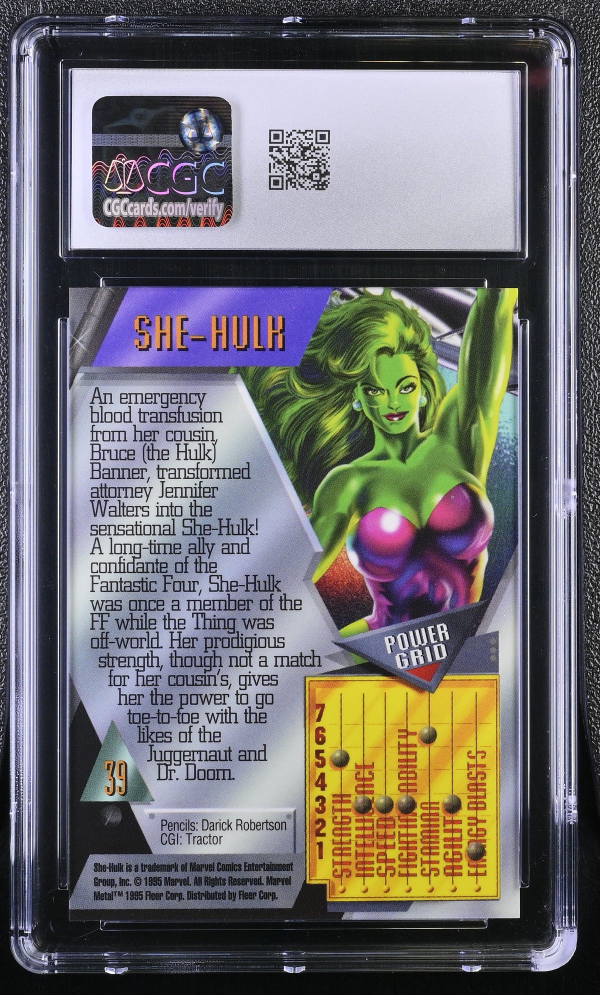1995 Fleer Marvel Metal Inaugural Edition She-Hulk #39 CGC 9.5