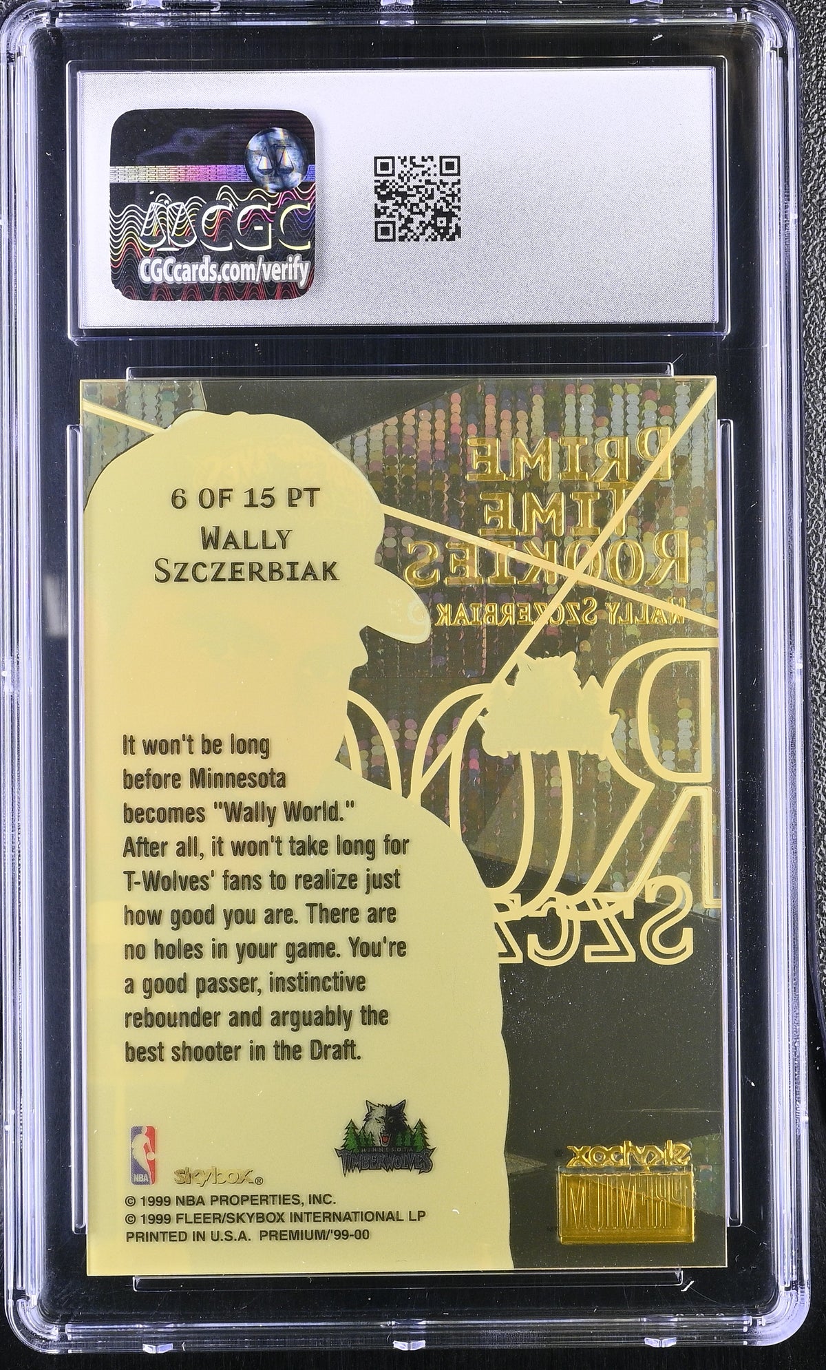1999-00 Skybox Premium Wally Szczerbiak Prime Time Rookies #6PT CGC 9