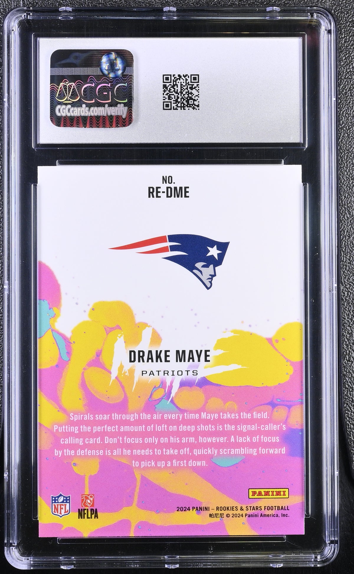 2024 Panini Rookies & Stars Drake Maye Rookie Exclusive #RE-DME CGC 10 Patriots