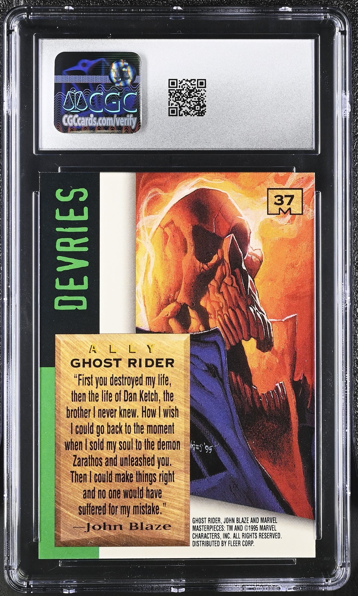 1995 Fleer Marvel Masterpieces Ghost Rider #37 CGC 9.5