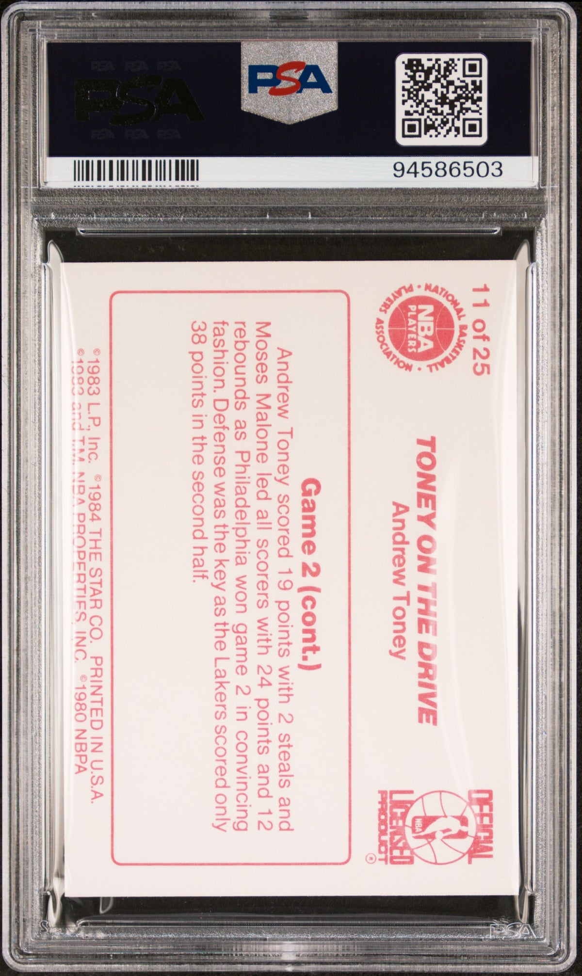 1983-84 Star Sixers Champions Toney On The Drive #11 PSA 8 Philadelphia 76ers