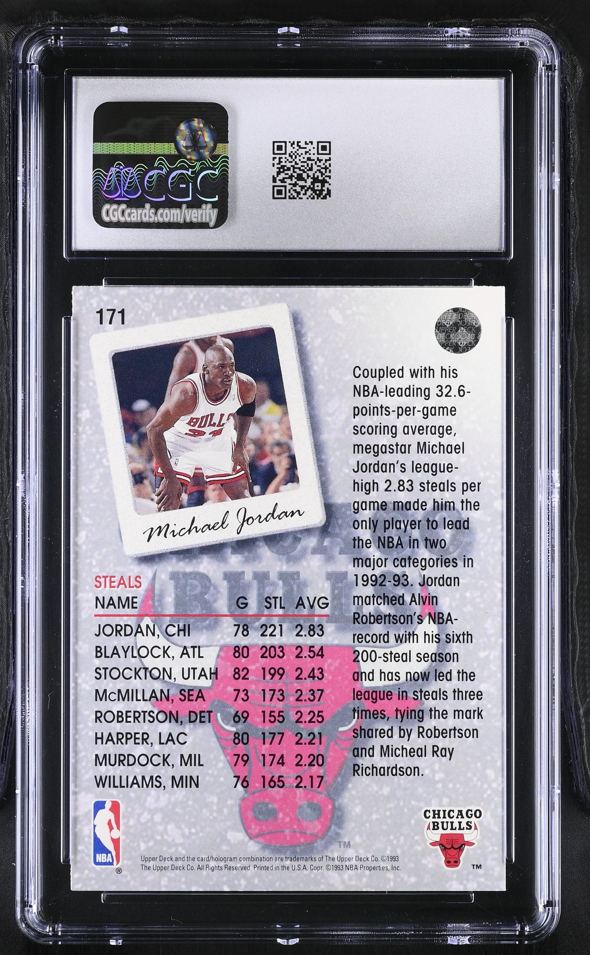 1993-94 Upper Deck Michael Jordan #171 CGC 9 Chicago Bulls