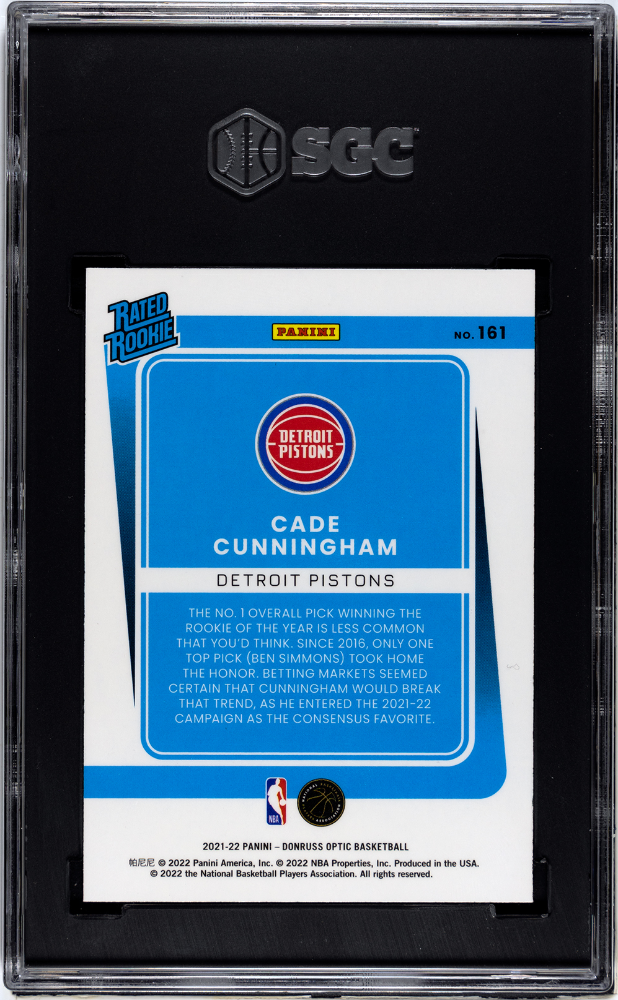 2021 Donruss Optic Cade Cunningham #161 SGC 9.5 Detroit Pistons