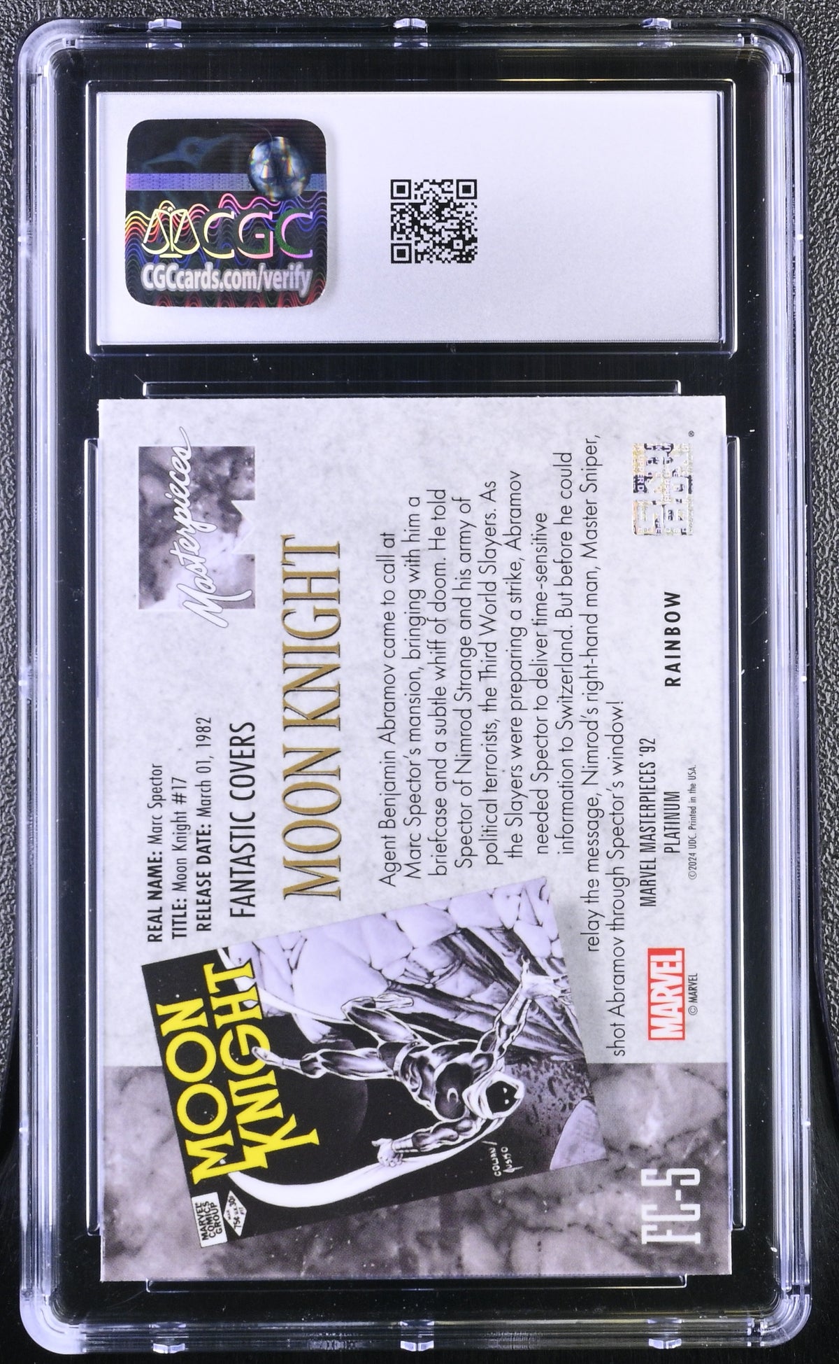 2024 Marvel Masterpieces '92 Moon Knight #17 #FC-5 Covers Rainbow CGC 9.5
