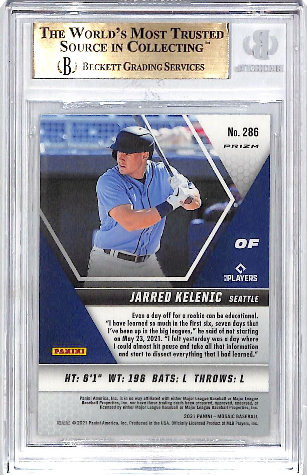 2021 Panini Mosaic Silver Prizm Jarred Kelenic #286 BGS 9.5