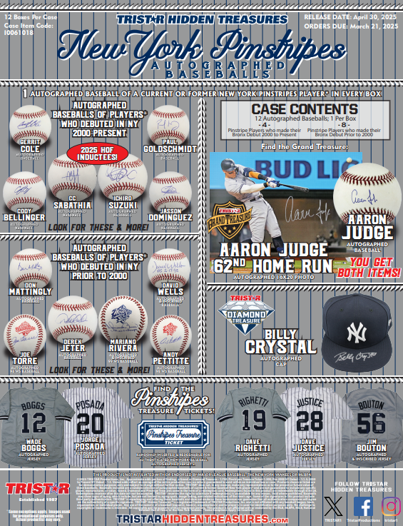 2025 Tristar Hidden Treasures New York Pinstripes Autographed Baseball Box