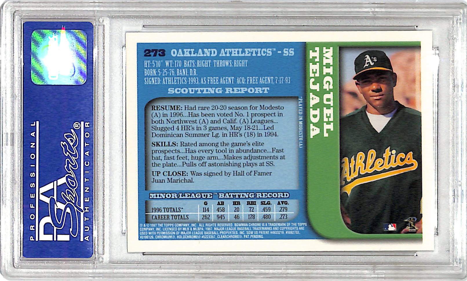 1997 Bowman Chrome Miguel Tejada #273 PSA 9