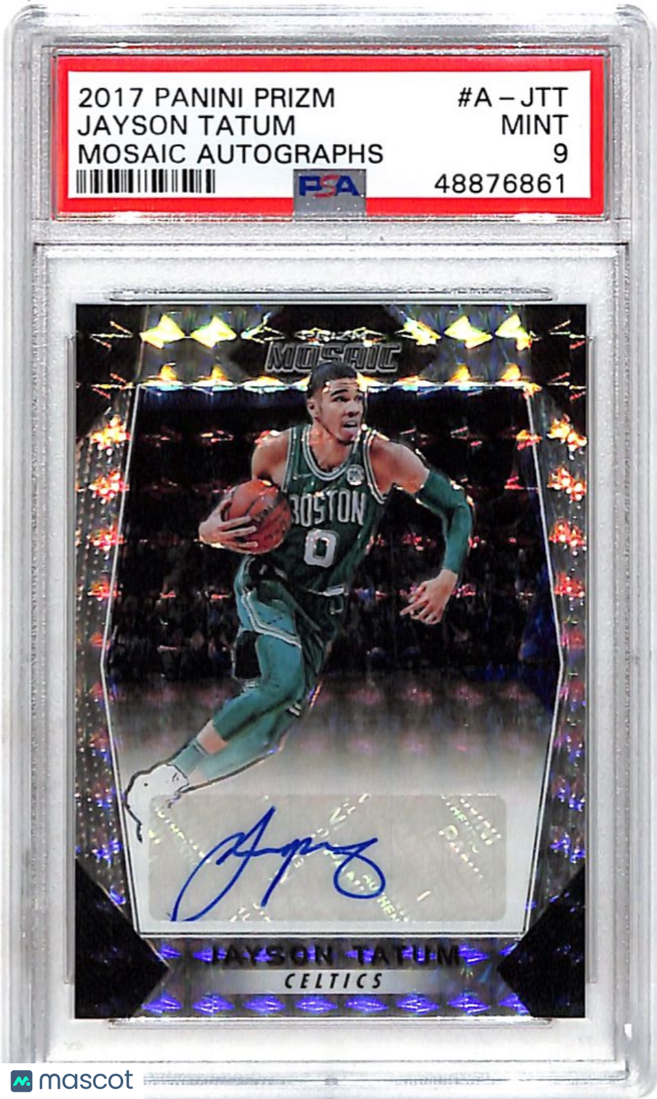 2017 Panini Prizm Mosaic Autograph Jayson Tatum /99 Rookie #A-JTT PSA 9 Celtics