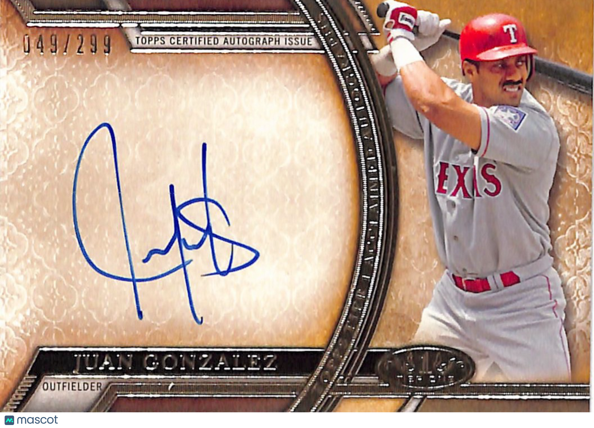 2015 Topps Tier One Juan Gonzalez Auto Autograph /299 #AA-JG Texas Rangers