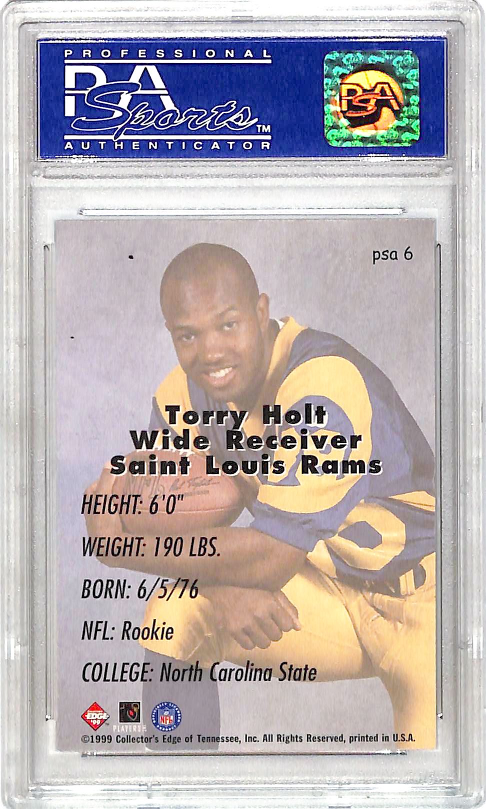 1999 Collector's Edge Supreme PSA Series Torry Holt Rookie #6 PSA 8 Los Angeles Rams