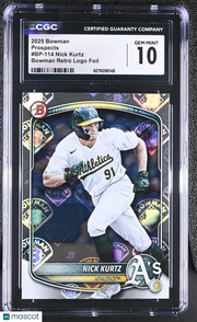 2025 Bowman Nick Kurtz Bowman Retro Logo Foil Rookie Prospects #BP-114 CGC 10