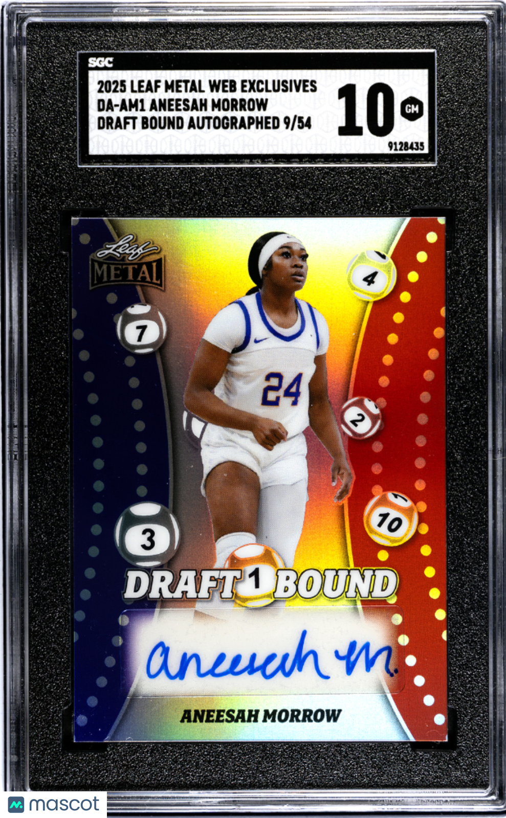 2025 Leaf Metal Aneesah Morrow Draft Bound Autograph 54 #DA-AM1 SGC 10