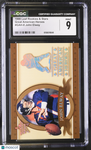 1999 Leaf Rookies & Stars John Elway Great American Heroes #GAH-8 CGC 9 Broncos