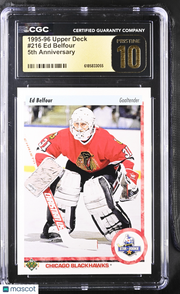 1995-96 Upper Deck Ed Belfour 5th Anniversary Rookie #216 CGC 10 Pristine
